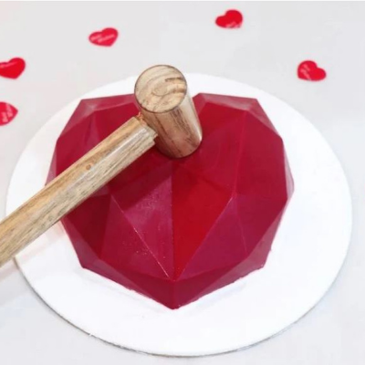 Red Heart-Shaped Pinata Cake