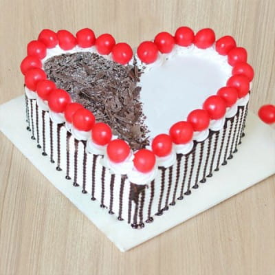 Black Forest Heart Shaped Cherry Cake