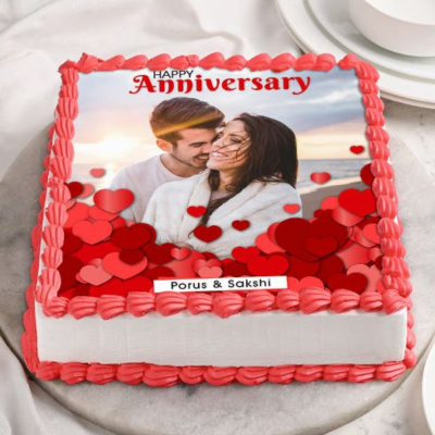 Romantic Couple Photo Cake