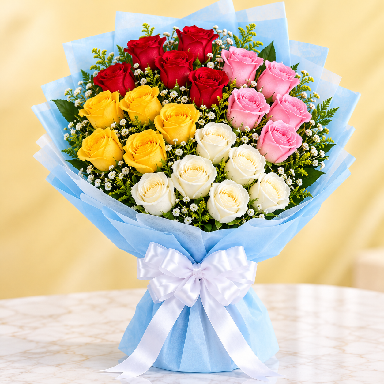 Stunning Mixed Color Roses Bouquet