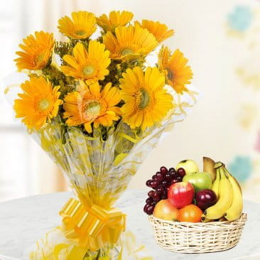 Gerbera and Fresh Fruits