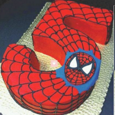 5 Number Spider-Man Theme Cake
