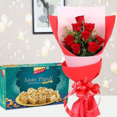 Bouquet of Roses and Soan Papdi