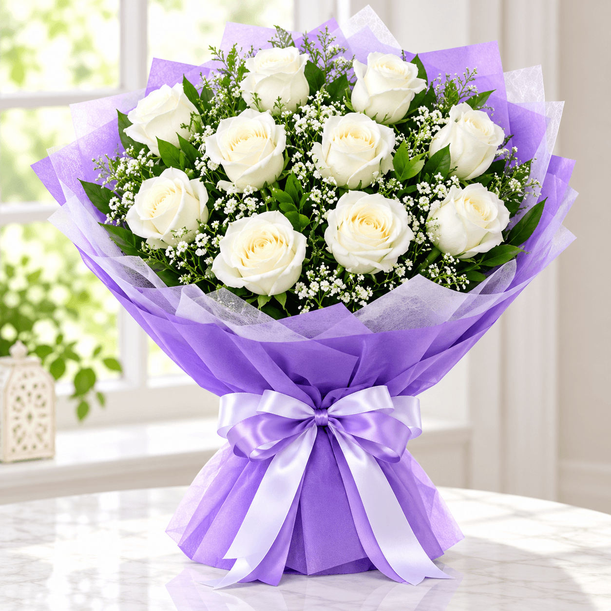 Simple White Rose Bouquet
