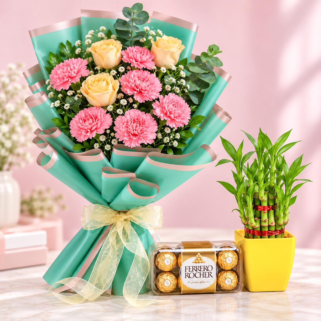 2 layer Bamboo Plant N Chocolate Combo