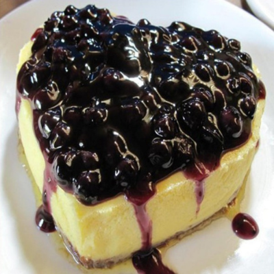 Blueberry Heart-Shaped Cheesecake
