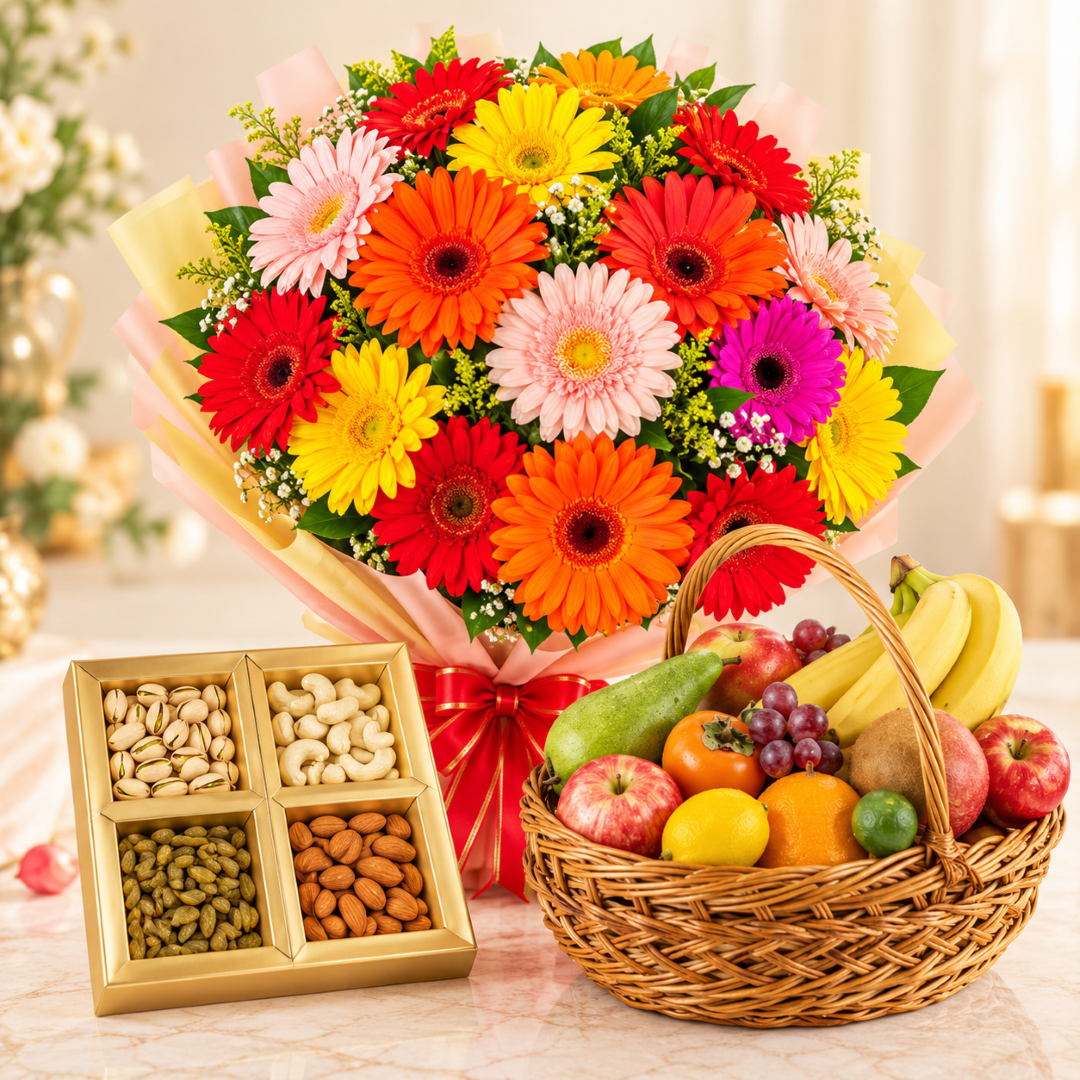 Fresh n Dry Fruits With Flowers