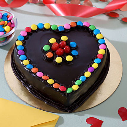 Heart Shaped Chocolate Gems Cake