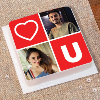 Love Photo Cake with Customized Photos