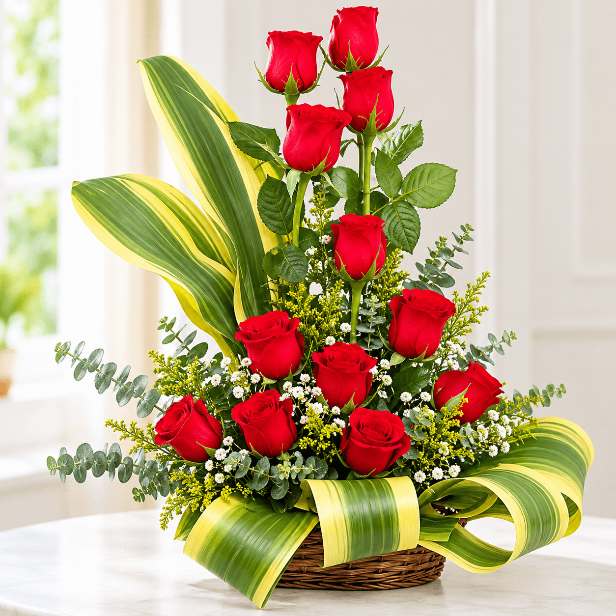 Rainbow Rose Basket