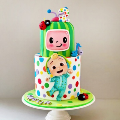 Cocomelon Theme 2-Tier Fondant Cake