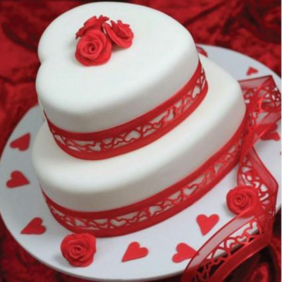 Elegant 2-Tier Heart-Shaped Cake