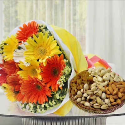 Gerberas with Assorted Dry Fruits