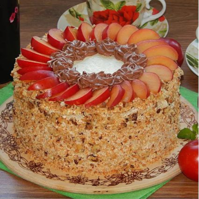 Exquisite Designer Fruit Walnut Cake