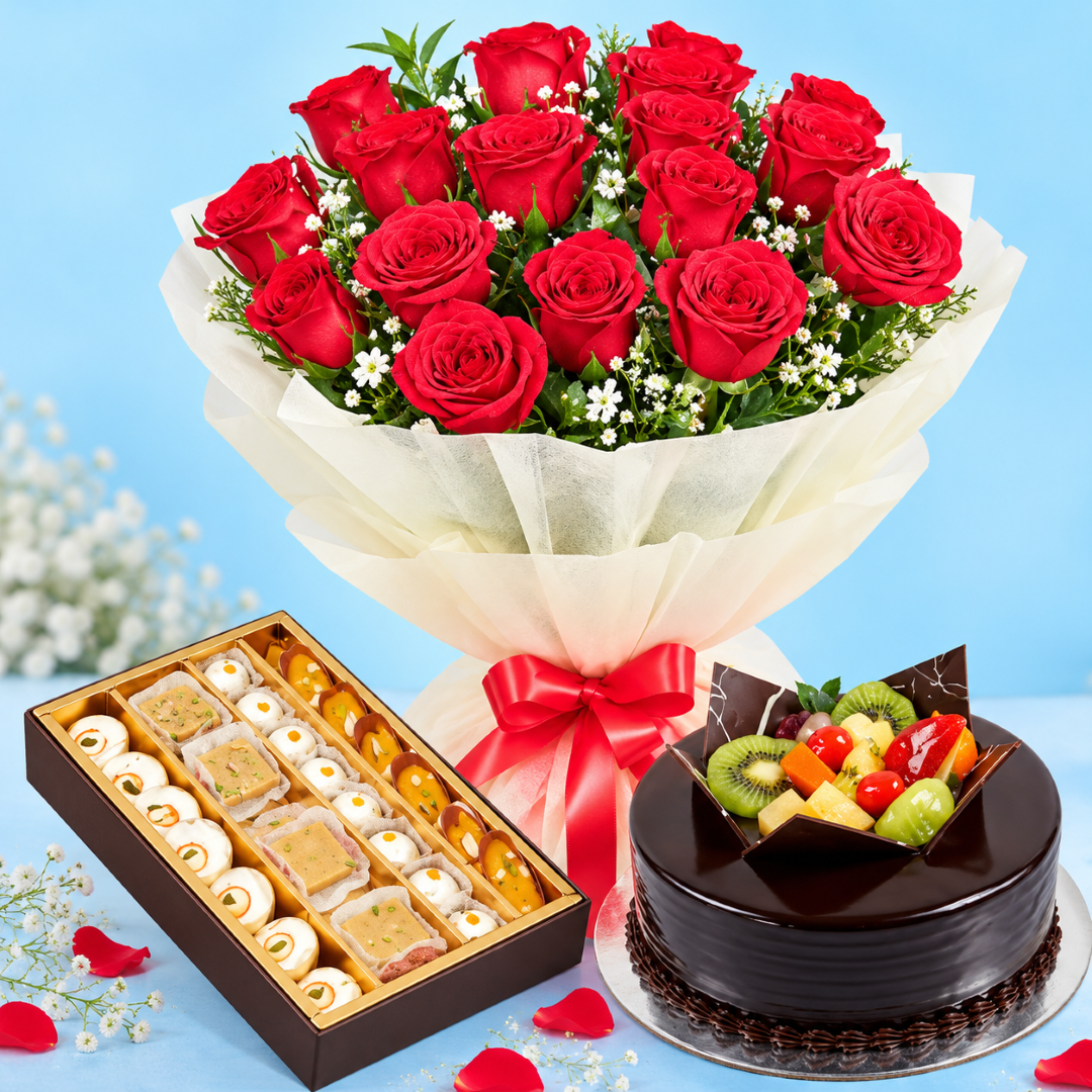 Flowers and Sweets with Fruitcake