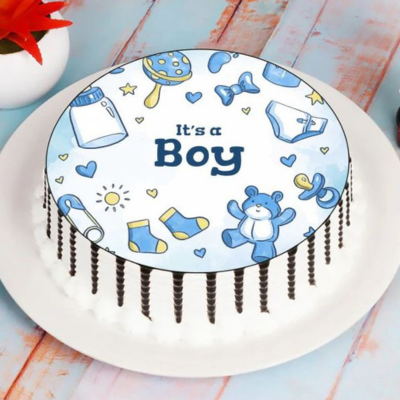 Custom Chocolate Photo Cake for Baby Boys