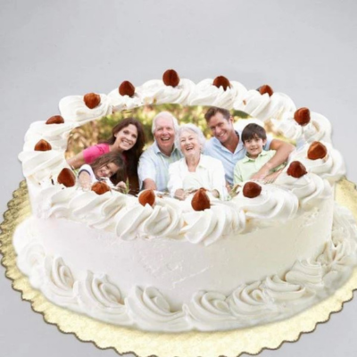 Family White Forest Photo Cake