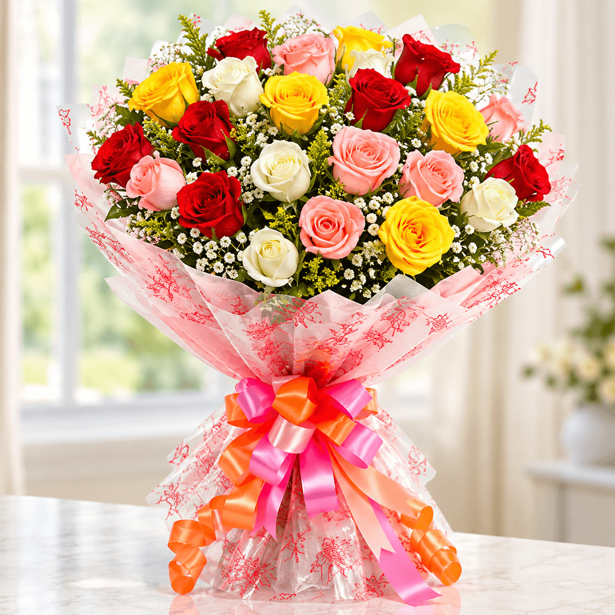 Magical Multi-coloured Roses Bouquet